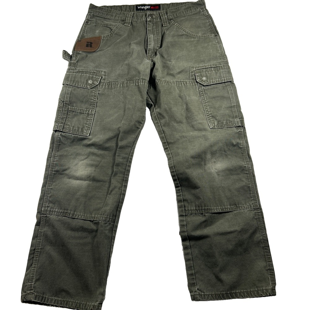 Wrangler Riggs Workwear Mens 32x30 Green Cotton Carpenter Pants 3W060LD